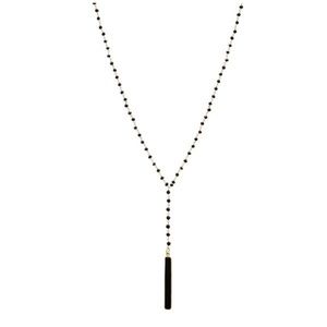 Black onyx any gold y-shaped necklace. Bonus earrings if bought by 4/5/22.